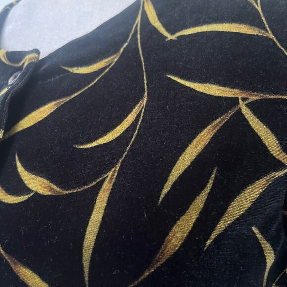 Vtg Casual Corner Annex 90s Velvet Crop Jacket Sz 6 Whimsigoth Gold Leaf Retro - Picture 6 of 12